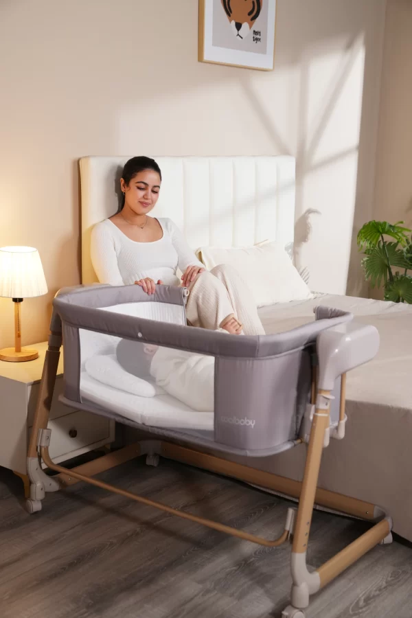 Deluxe Baby Rocker Bassinet 5-Level Height Adjustable, Built-in Mosquito Net & Toys, Wholesale - 图片 5