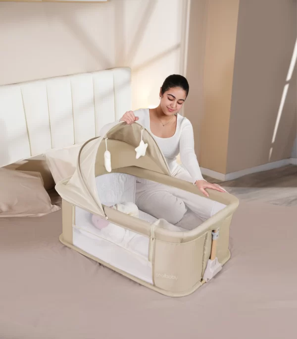 Deluxe Baby Rocker Bassinet 5-Level Height Adjustable, Built-in Mosquito Net & Toys, Wholesale - 图片 6