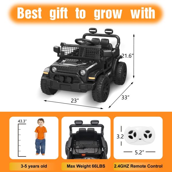 12V Ride on Truck Car with Parent Remote Control, Electric Toys with Spring Suspension, LED Lights & Music Player - 图片 2