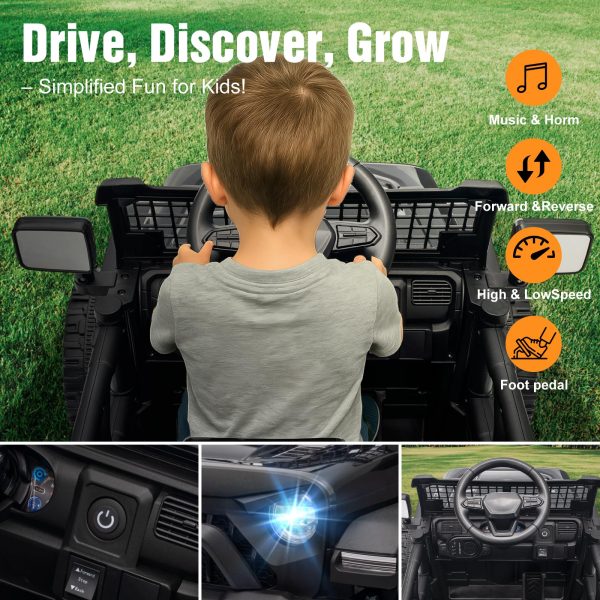 12V Ride on Truck Car with Parent Remote Control, Electric Toys with Spring Suspension, LED Lights & Music Player - 图片 4