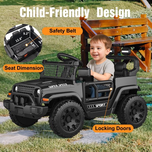 12V Ride on Truck Car with Parent Remote Control, Electric Toys with Spring Suspension, LED Lights & Music Player - 图片 5
