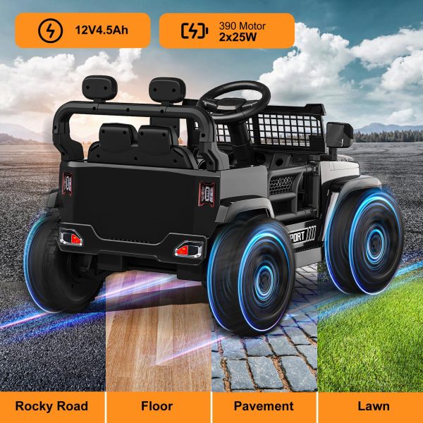 12V Ride on Truck Car with Parent Remote Control, Electric Toys with Spring Suspension, LED Lights & Music Player - 图片 6