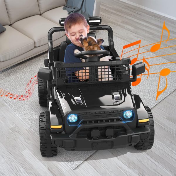 12V Ride on Truck Car with Parent Remote Control, Electric Toys with Spring Suspension, LED Lights & Music Player - 图片 8