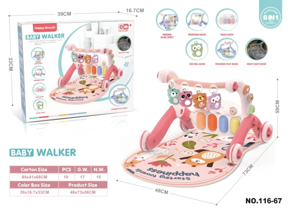6 in 1 Multi-functional Baby Activity Gym Play Mat Toys for Newborn Infant with Play Piano & Lights for Distributor - 图片 5
