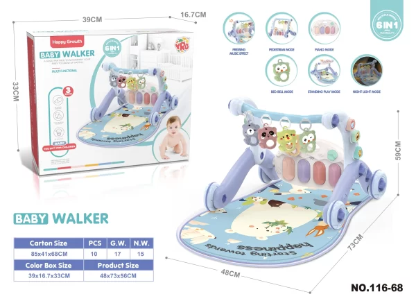 6 in 1 Multi-functional Baby Activity Gym Play Mat Toys for Newborn Infant with Play Piano & Lights for Distributor - 图片 4