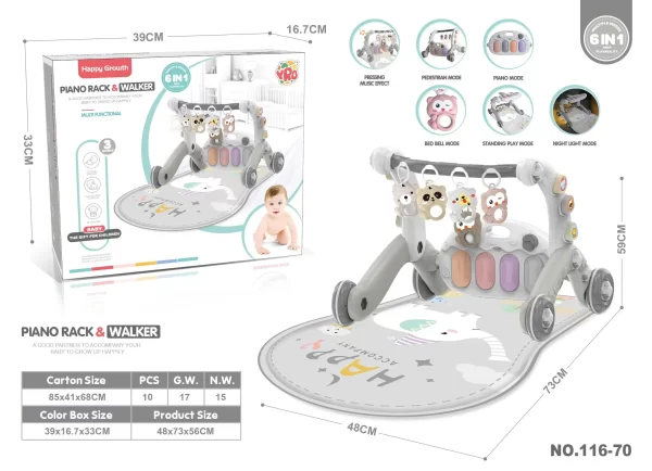 6 in 1 Multi-functional Baby Activity Gym Play Mat Toys for Newborn Infant with Play Piano & Lights for Distributor - 图片 2