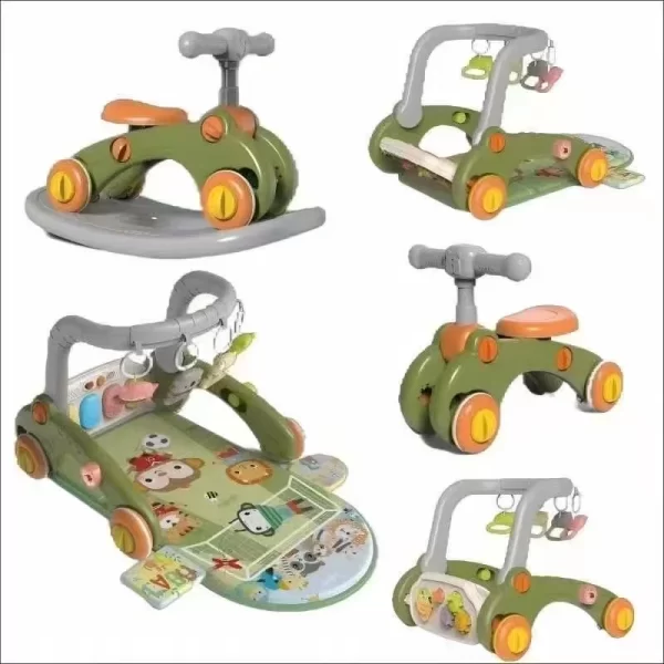 6 in 1 Baby Activity Gym Play Mat, Push Walker, Baby Walker, Kick & Play Piano, Scooter, Rocking Horse Mode with Music and Light for Distributor - 图片 5
