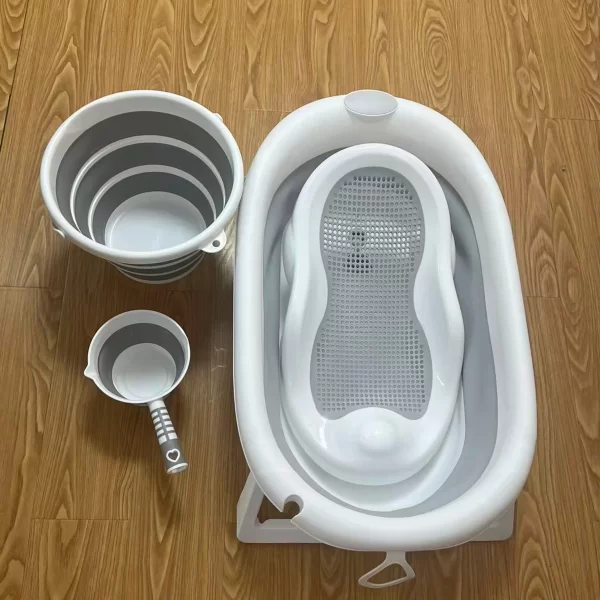 Baby Foldable Bathtub Set Soft Cushion No-Slip Feet for Newborn to Toddler, Wholesale