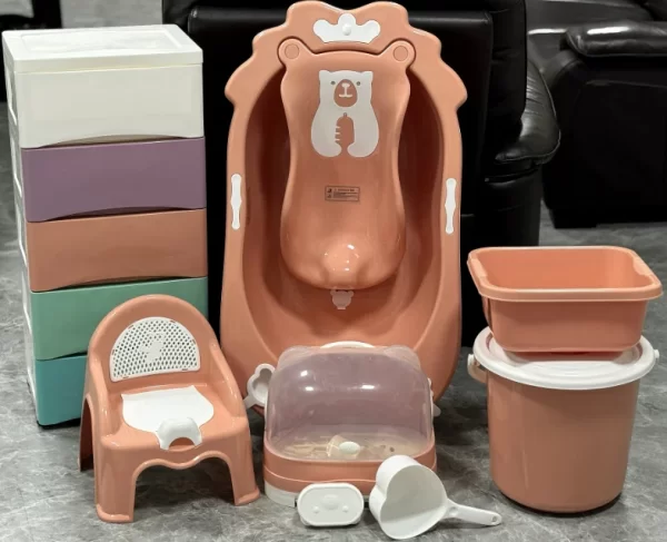 9-in-1 Baby Care Set with Bathtub, Bath Rack, Potty Trainer, Bucket, Soap Dish, Water Scoop, Wash Basin, Storage Drawer & Bottle Organizer, Wholesale - 图片 4