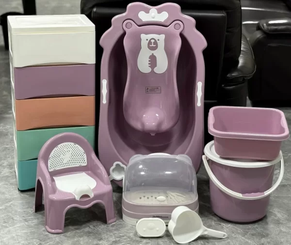 9-in-1 Baby Care Set with Bathtub, Bath Rack, Potty Trainer, Bucket, Soap Dish, Water Scoop, Wash Basin, Storage Drawer & Bottle Organizer, Wholesale - 图片 3