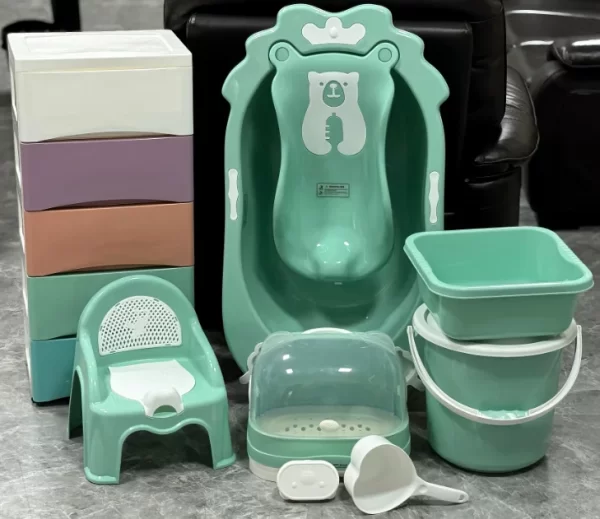 9-in-1 Baby Care Set with Bathtub, Bath Rack, Potty Trainer, Bucket, Soap Dish, Water Scoop, Wash Basin, Storage Drawer & Bottle Organizer, Wholesale - 图片 2