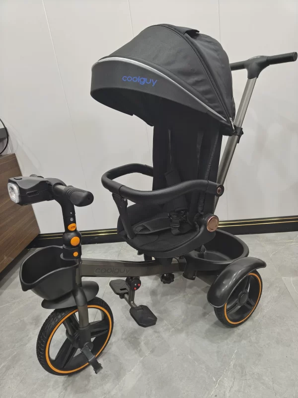 Kids' Tricycle with Music & Lights Rotating Reclining Seat Foldable Handle Thickened Canopy Cushion for Distributor - 图片 3