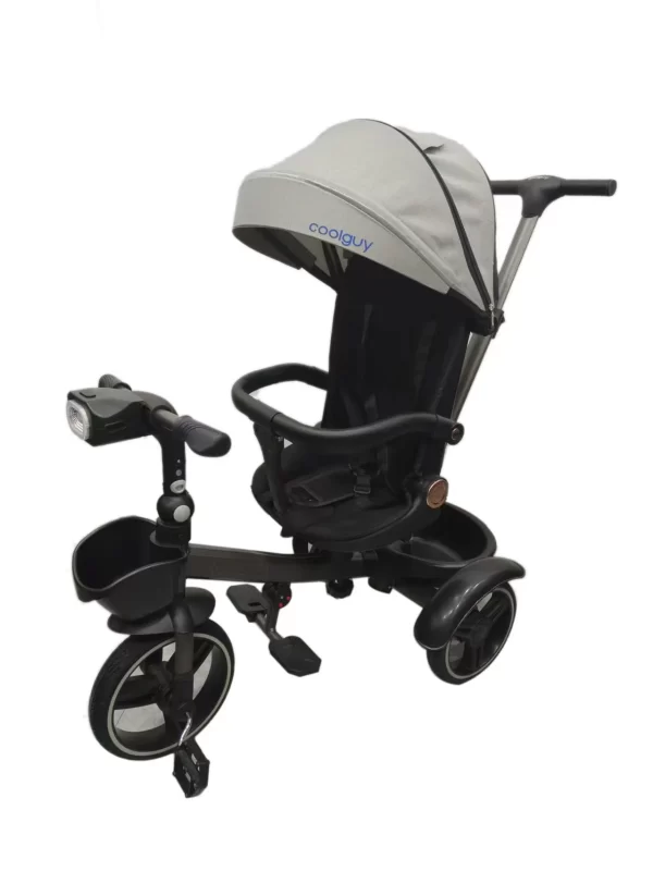 Kids' Tricycle with Music & Lights Rotating Reclining Seat Foldable Handle Thickened Canopy Cushion for Distributor