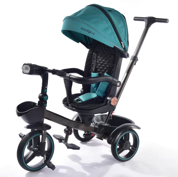 Multifunctional Kid Tricycle Rotating Reclining Seat Foldable Handlebars with Music & Light - 图片 4