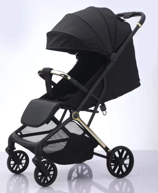One-Hand Fold Baby Stroller Adjustable Canopy & Pedal with Storage Basket & Bag Baby Pram - 图片 2