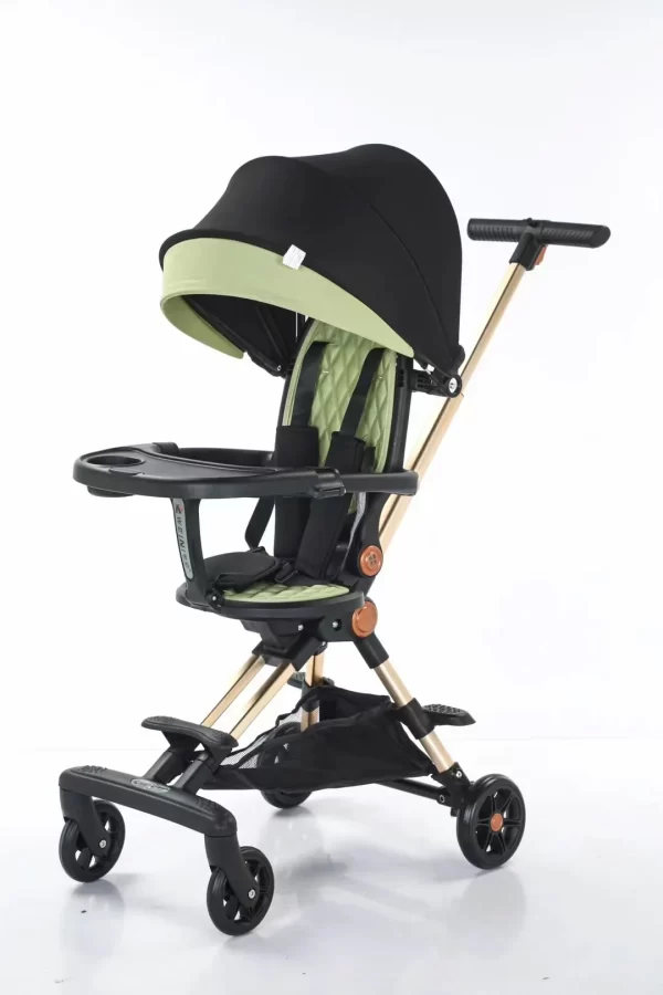 Foldable Baby Stroller Reversible Seat Aluminum Frame Baby Pram with Detachable Tray - 图片 3