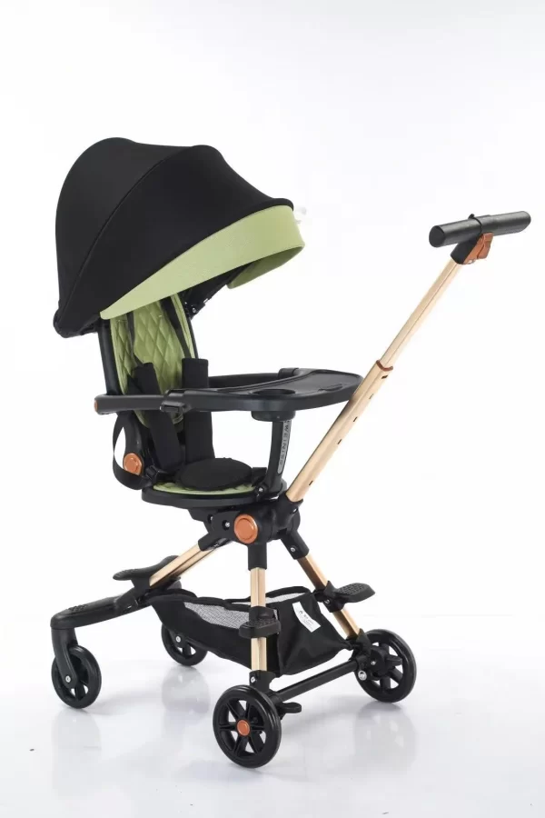 Foldable Baby Stroller Reversible Seat Aluminum Frame Baby Pram with Detachable Tray - 图片 5