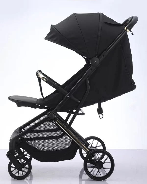 One-Hand Fold Baby Stroller Adjustable Canopy & Pedal with Storage Basket & Bag Baby Pram - 图片 3