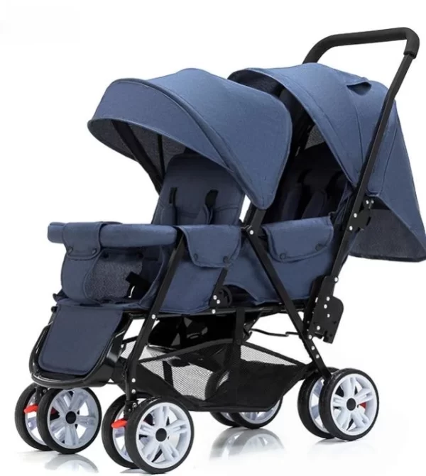 Baby Twin Stroller with Peek-a-boo Window Adjustable Seats Front & Rear Suspension Extra Storage, Wholesale - 图片 5