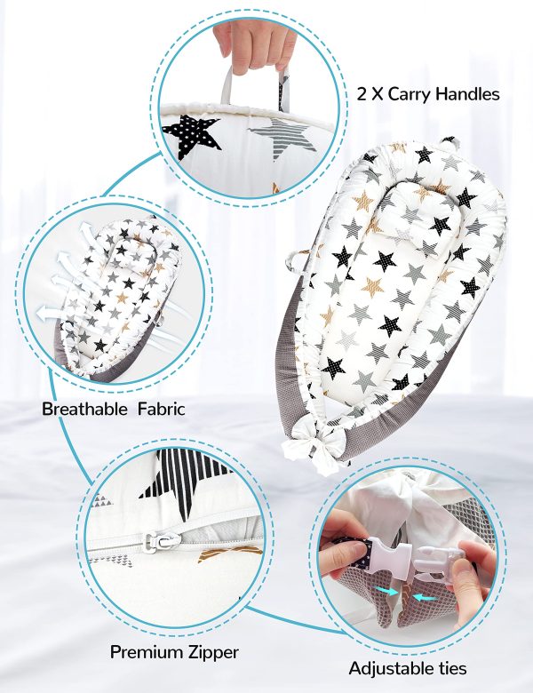 Cute Theme Double-Sided Baby Lounger for Newborn, Soft Breathable, Wholesale - 图片 4
