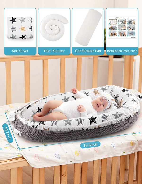 Cute Theme Double-Sided Baby Lounger for Newborn, Soft Breathable, Wholesale - 图片 6