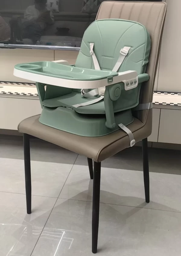 Foldable Baby High Chair Adjustable Height Dual Trays Convertible to Booster Seat - 图片 2