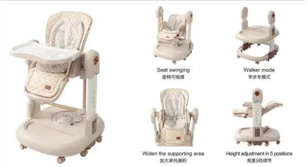 Multifunctional 3 in 1 Baby High Chair Convertible Adjustable Dining Chair for Toddlers Children, Wholesale - 图片 2