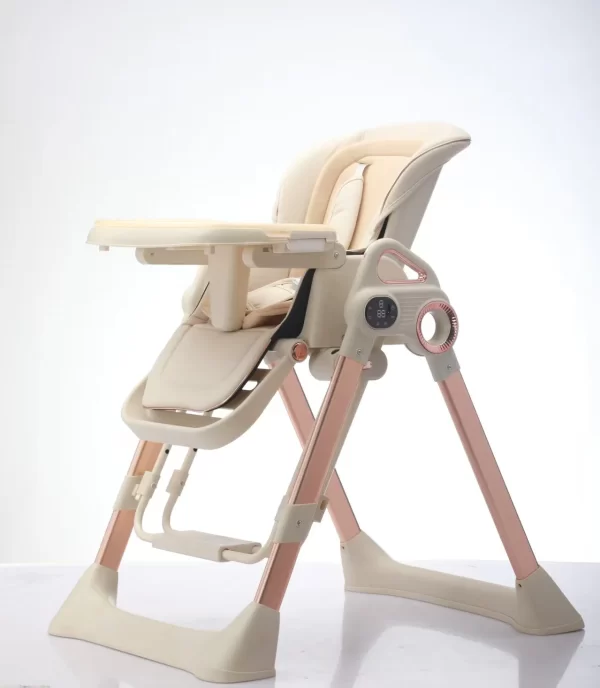 Multi-Function Electric Baby High Chair with Flat-Rocking Motion Adjustable 3-Level Height 180° Recline, Wholesale