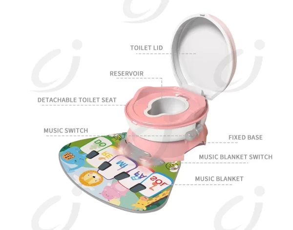 3-in-1 Musical Potty Training Toilet for Toddlers Interactive Sound & Light Mat, Detachable Bowl, Anti-Slip Design, Wholesale - 图片 7