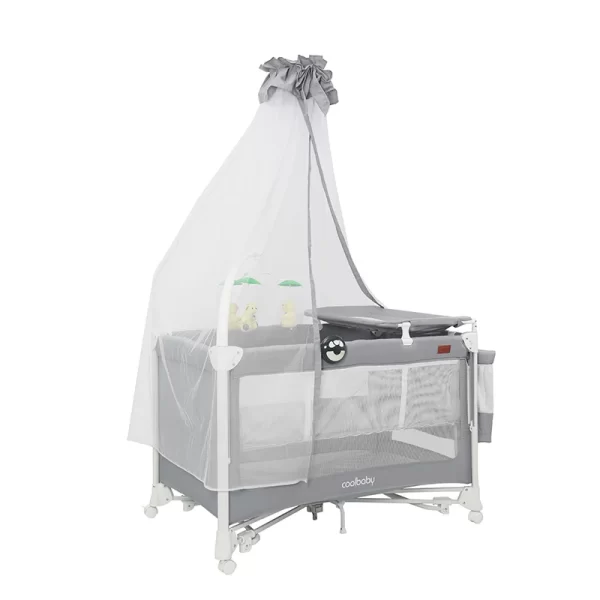 Multi-Functional Baby Playard Bassinet with Changing Table, Rocking Bar, Mosquito Net & Music Box, Wholesale - 图片 2