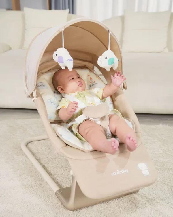 Multifunctional Baby Rocking Chair with Adjustable Backrest, Canopy & Mosquito Net, 5-Speed Rocking, Wholesale - 图片 2