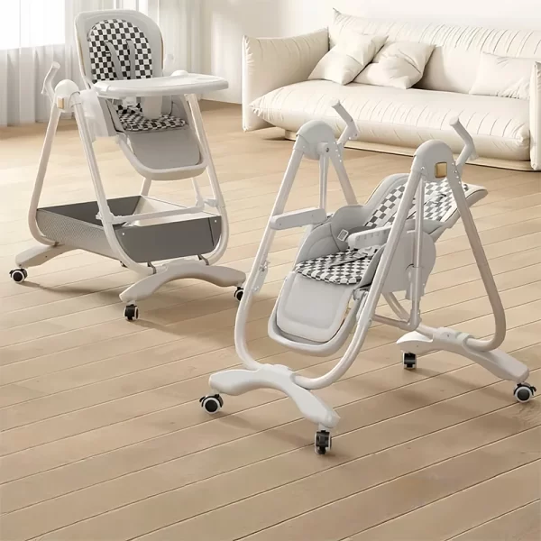 Convertible 2 in 1 Baby High Chair Foldable Baby Rocking Chair 5-Level Height Adjustable with Comfortable PU Seat, Wholesale