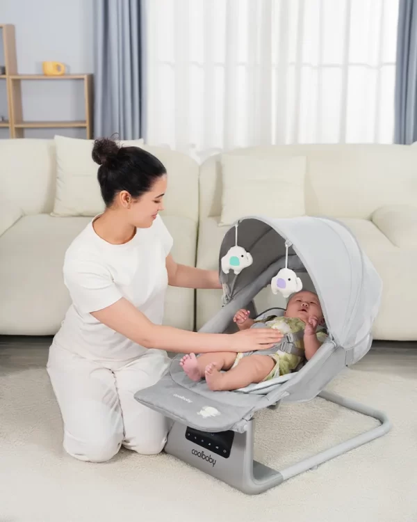Multifunctional Baby Rocking Chair with Adjustable Backrest, Canopy & Mosquito Net, 5-Speed Rocking, Wholesale