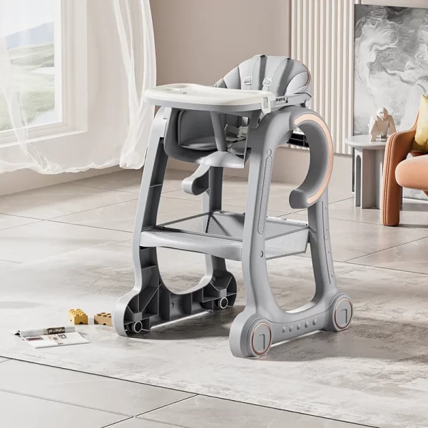 Baby High Chair Baby Feeding Chair for Babies and Toddlers with Adjustable Tray, Locking Wheels and PU Cushion Washable, Wholesale - 图片 2