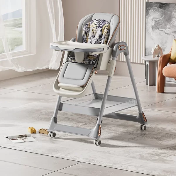 Baby High Chair for Infants Reclining Foldable Adjustable Height, Backrest, Footrest, Tray Baby Feeding Chair, Wholesale - 图片 2