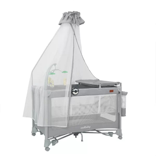 Multi-Functional Baby Playard Bassinet with Changing Table, Rocking Bar, Mosquito Net & Music Box, Wholesale