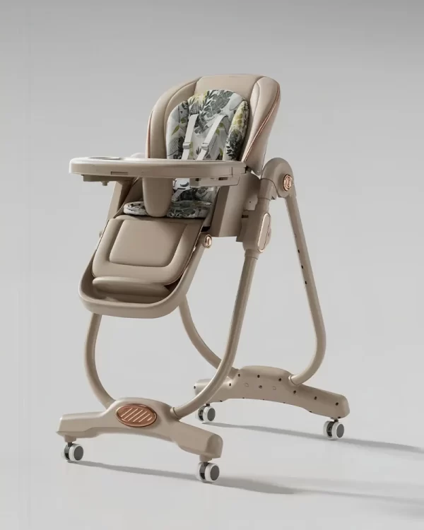Foldable Baby High Chairs for Babies and Toddlers Adjustable Heights Recline Backrest & Footrest, Double-Layer Tray & Cushion Portable Infant Highchair with Wheels, Wholesale - 图片 2