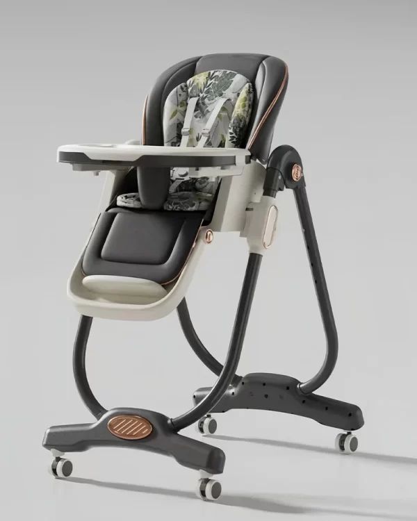 Foldable Baby High Chairs for Babies and Toddlers Adjustable Heights Recline Backrest & Footrest, Double-Layer Tray & Cushion Portable Infant Highchair with Wheels, Wholesale - 图片 3