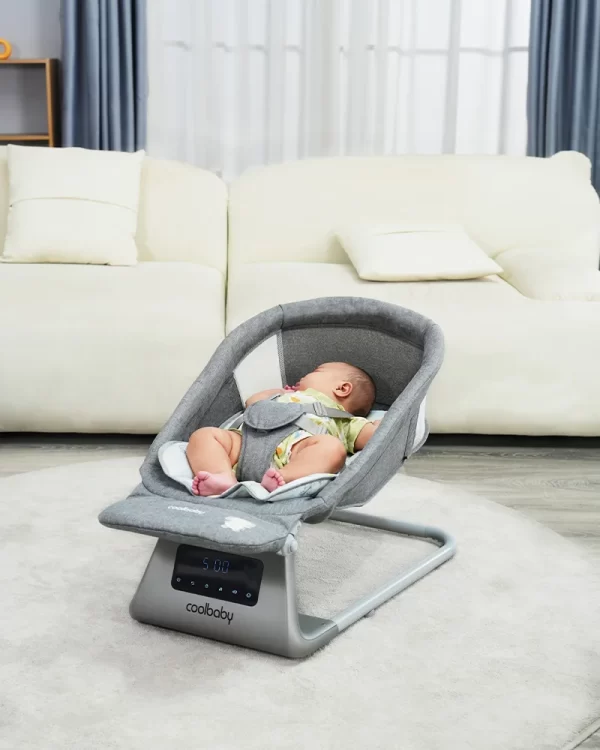 Multifunctional Baby Rocking Chair with Adjustable Backrest, Canopy & Mosquito Net, 5-Speed Rocking, Wholesale - 图片 7