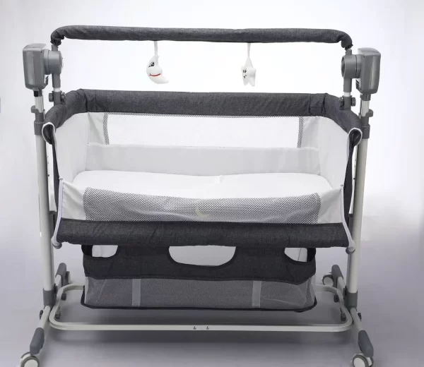 Electric Baby Cradle Rocking Bed Adjustable Height 5 Speed Rocking Modes with Soothing Music Portable Infant Bassinet, Wholesale - 图片 2