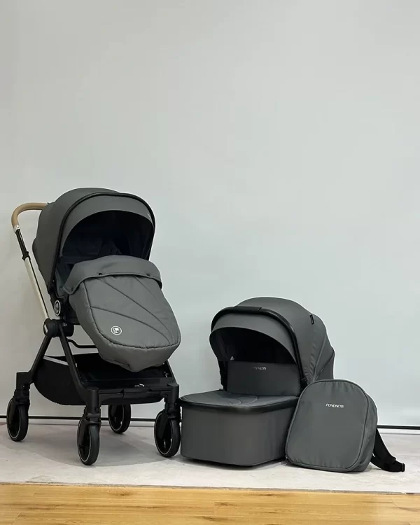 Reversible Baby Stroller Adjustable Foldable Stroller with Extendable Canopy Footmuff and Mommy Bag for Infant Baby Toddler - 图片 7