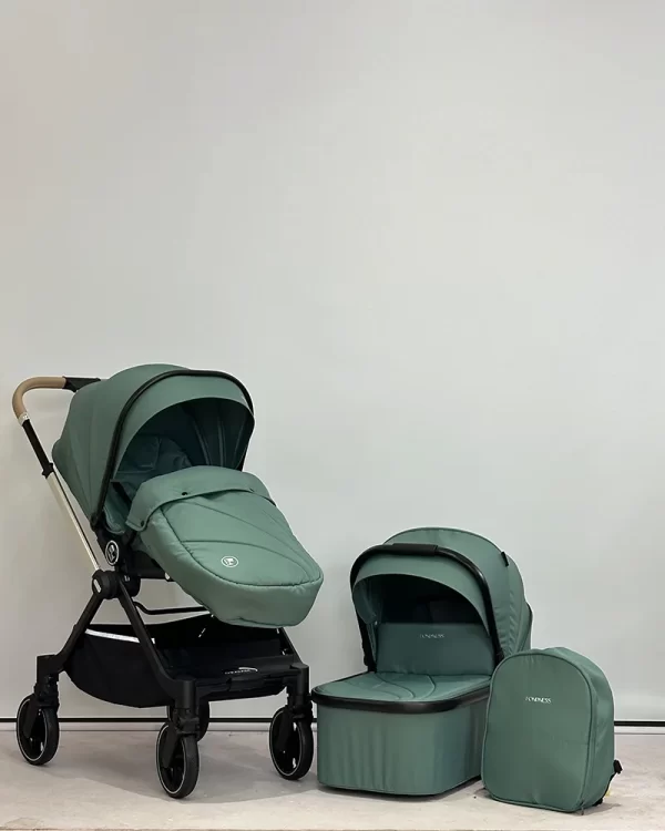 Reversible Baby Stroller Adjustable Foldable Stroller with Extendable Canopy Footmuff and Mommy Bag for Infant Baby Toddler - 图片 9
