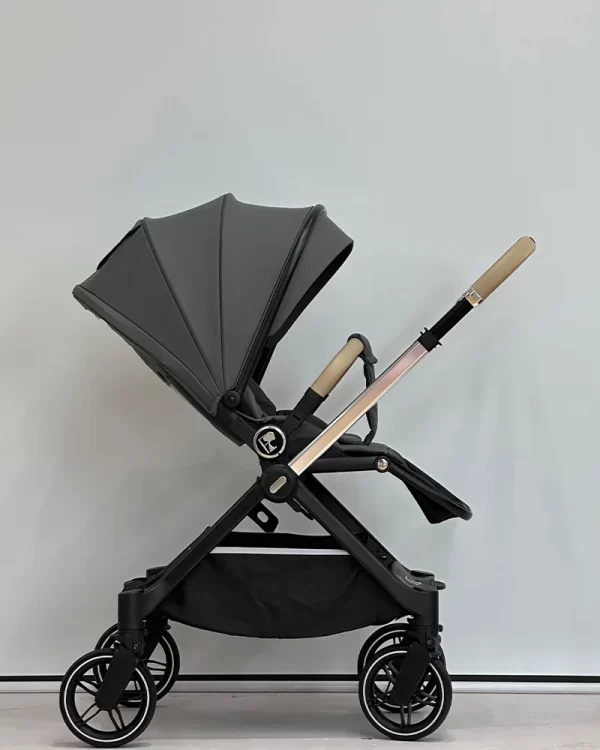 Reversible Baby Stroller Adjustable Foldable Stroller with Extendable Canopy Footmuff and Mommy Bag for Infant Baby Toddler - 图片 4