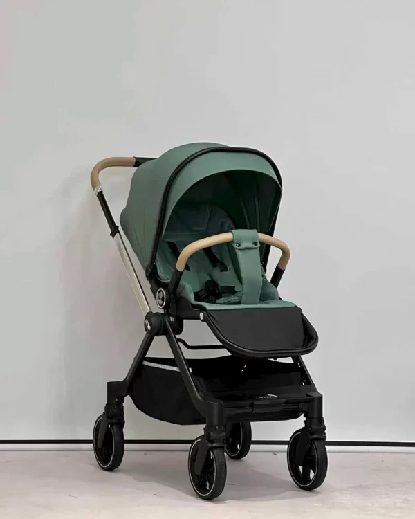 Reversible Baby Stroller Adjustable Foldable Stroller with Extendable Canopy Footmuff and Mommy Bag for Infant Baby Toddler