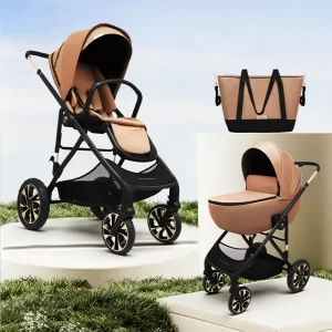 FTC012 2-in-1 Baby Stroller with Bassinet - Folding Infant Newborn Pram Stroller with Reversible Seat