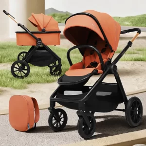 FTC010 2 in 1 Baby Stroller, Newborn Infant Toddler with Bassinet Pram Stroller for 0-36 Months Old Babies