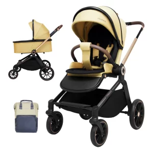 FTC008 Baby Stroller 2 in 1 with Bassinet and Seat, Include Large Storage Basket Lightweight Compact One-Hand Fold Space-Saving Storage
