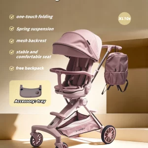 Wholesale One-Touch Fold Baby Stroller, Spring Suspension Breathable Mesh Seat Portable Travel Pram with Tray Accessory