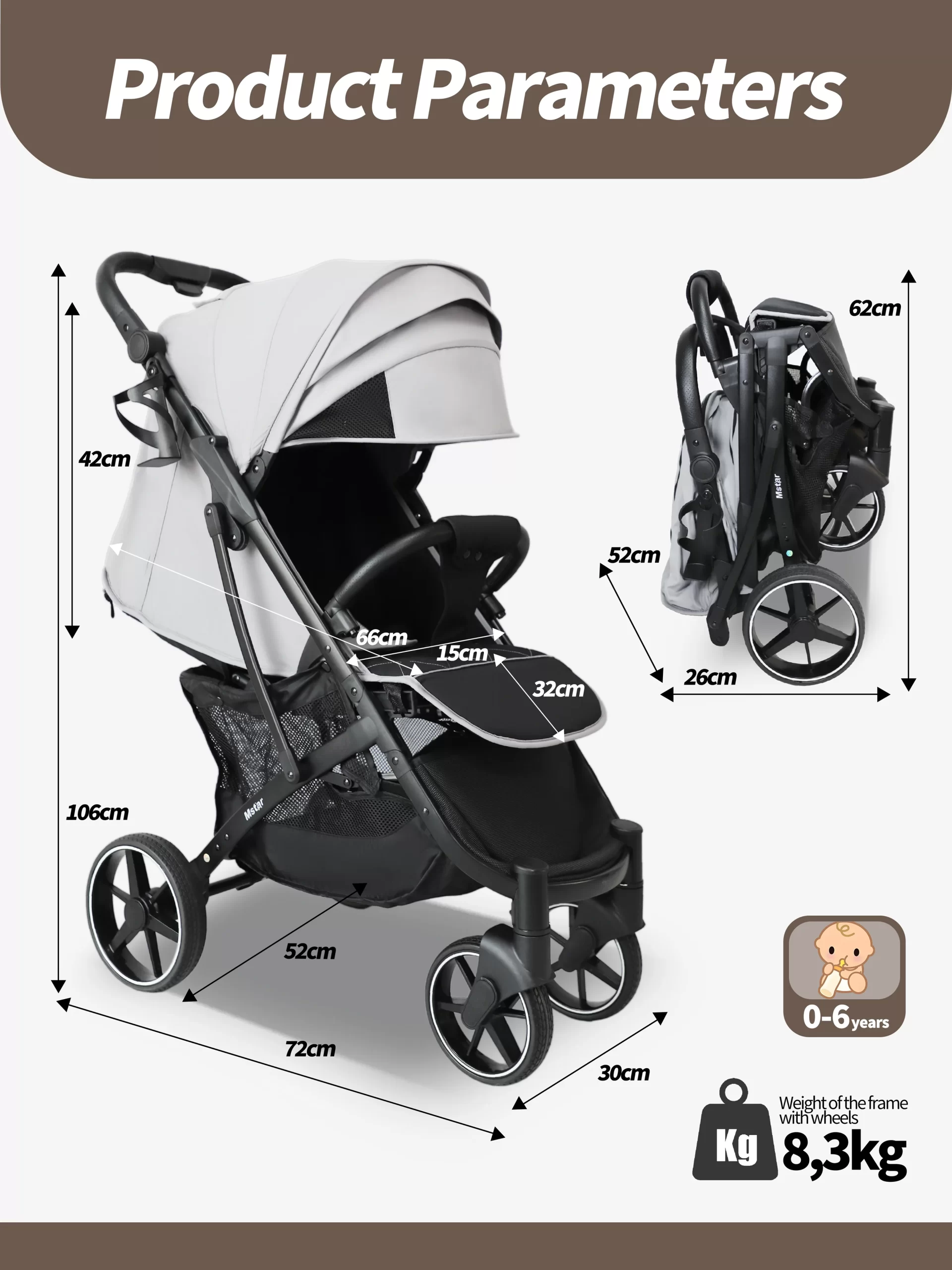 Wholesale All-Season Baby Stroller: Fold & Go, Anywhere, Anytime - 图片 3