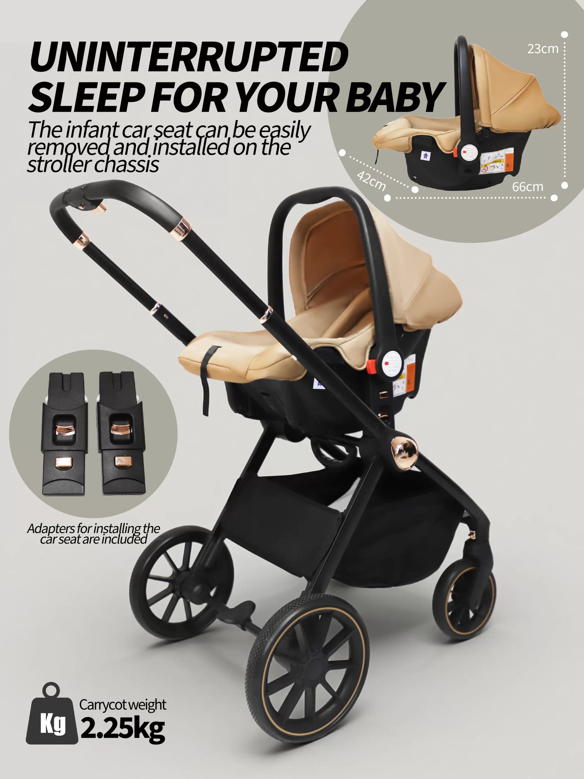 Wholesale Premium 3 in 1 Baby Stroller with Bassinet and Car Seat Newborn Stroller for Infant Toddler Pram with Footmuff - 图片 10